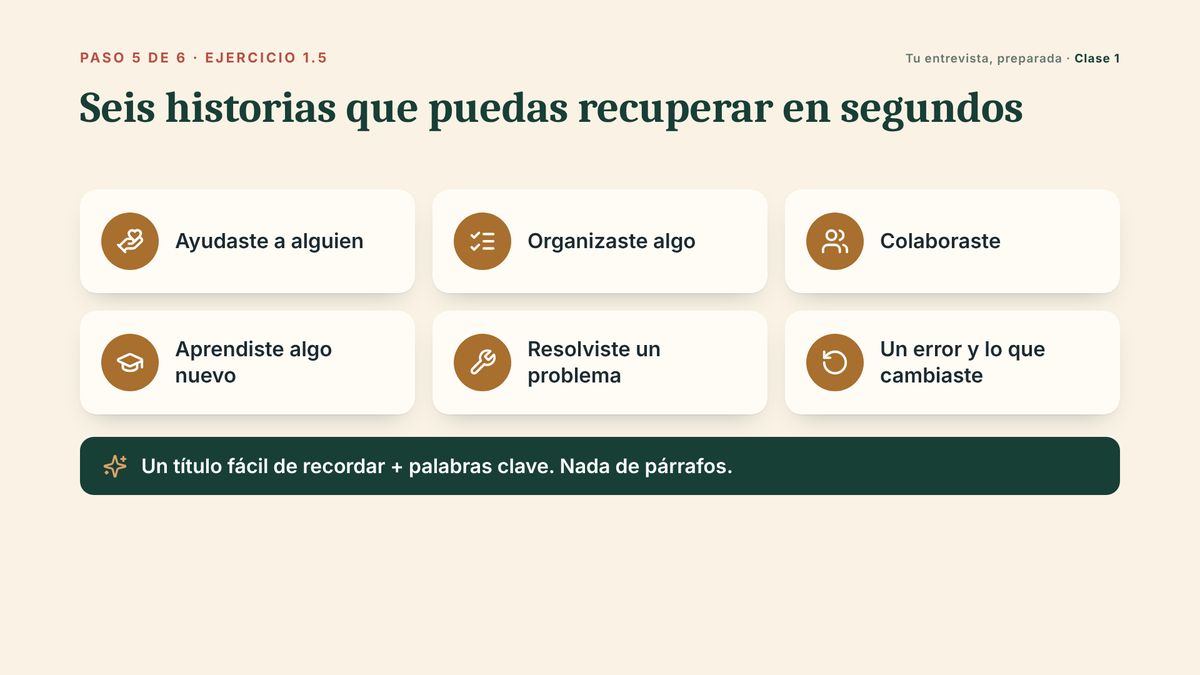 Escena de la clase 1: seis historias para recuperar en segundos