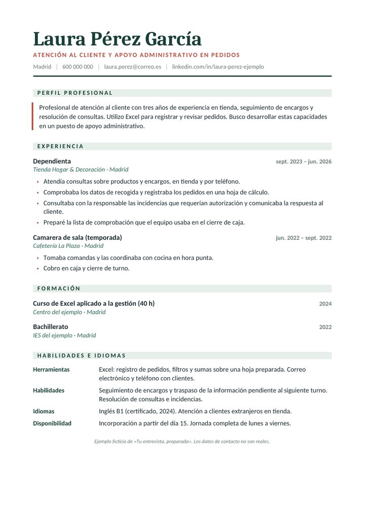 Ejemplo de CV completo de Laura