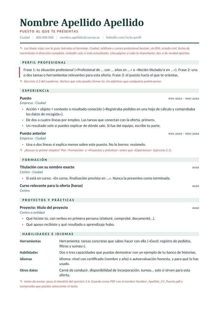 Plantilla de CV editable
